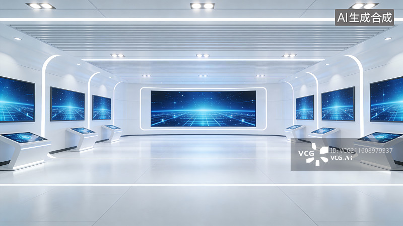【AI数字艺术】智能科技展厅数据交互展示背景素材图片素材
