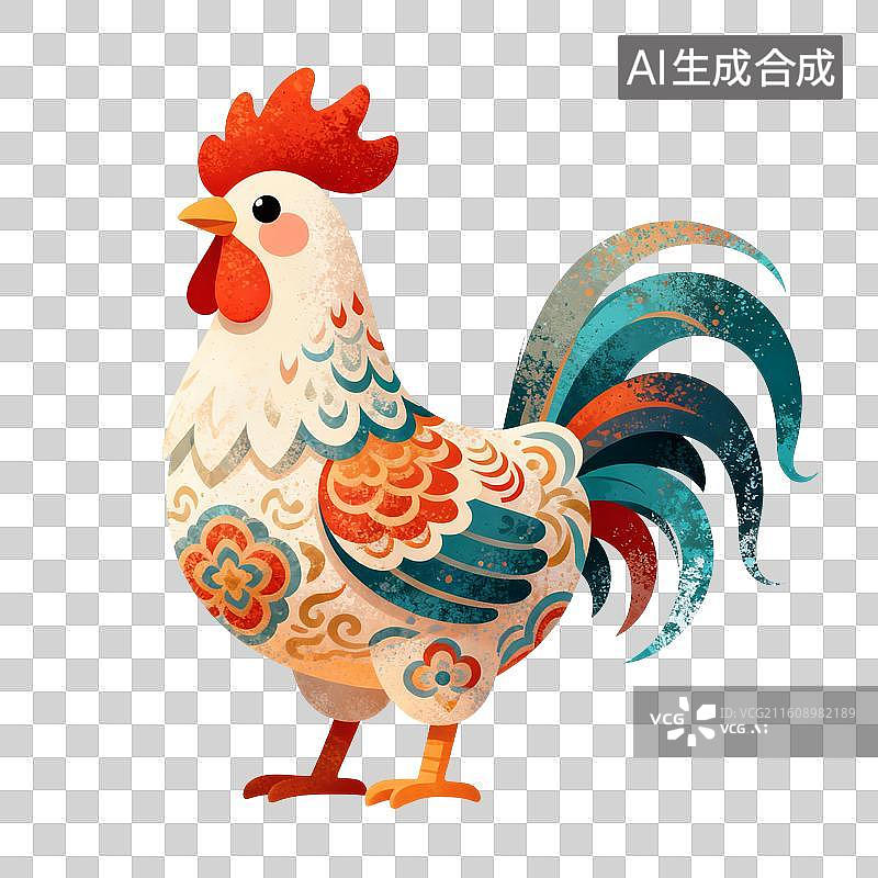 【AI数字艺术】生肖雄鸡插画图片素材