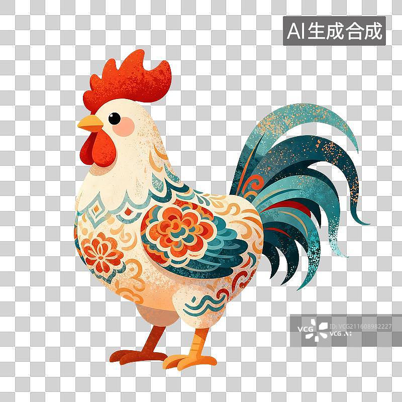 【AI数字艺术】生肖雄鸡插画图片素材