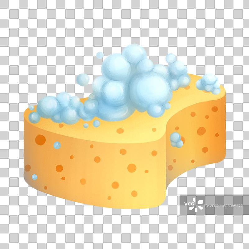 带泡沫的黄色清洁海绵图片素材