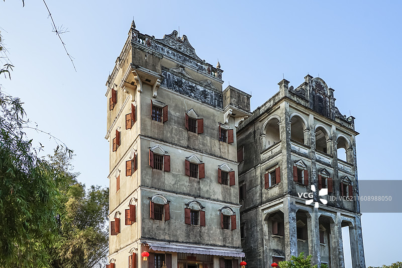 广东开平，自力村碉楼群图片素材