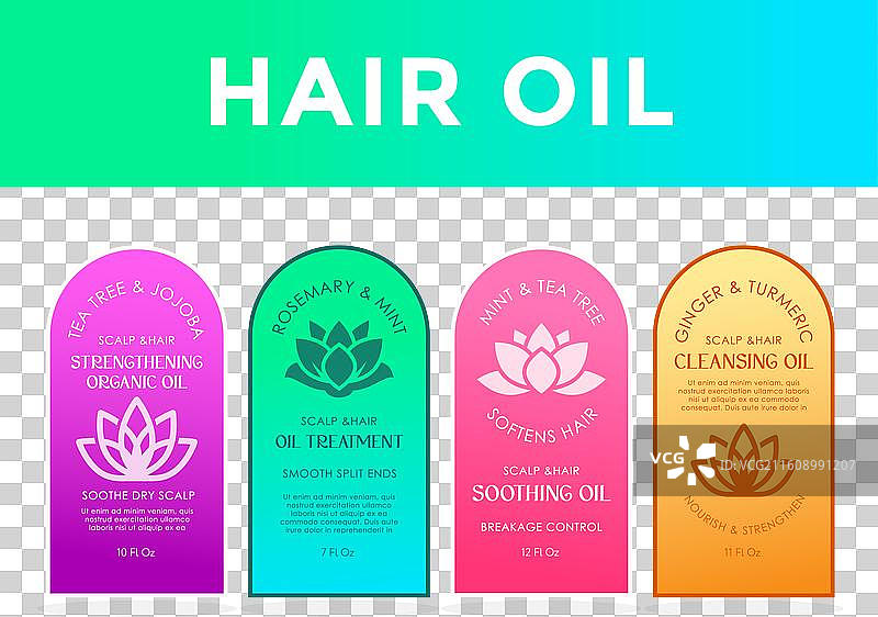 手工制作的天然护发精油标签图片素材