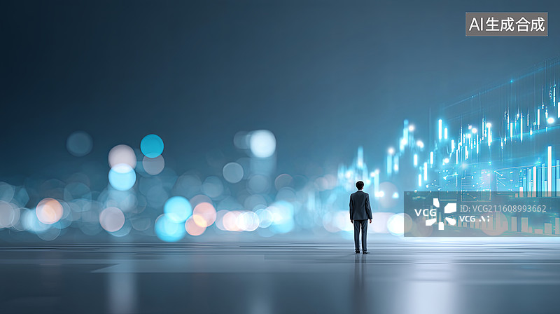 【AI数字艺术】商务人士凝视数据图表图片素材