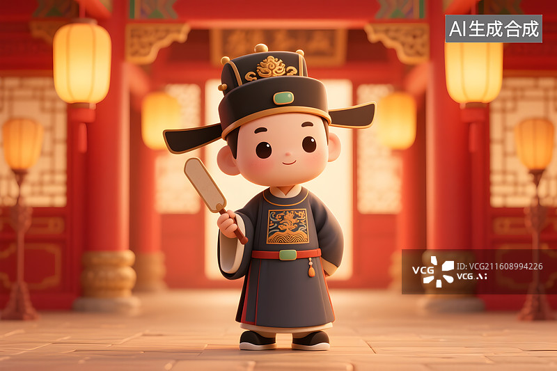 【AI数字艺术】古代官员q版插画图片素材
