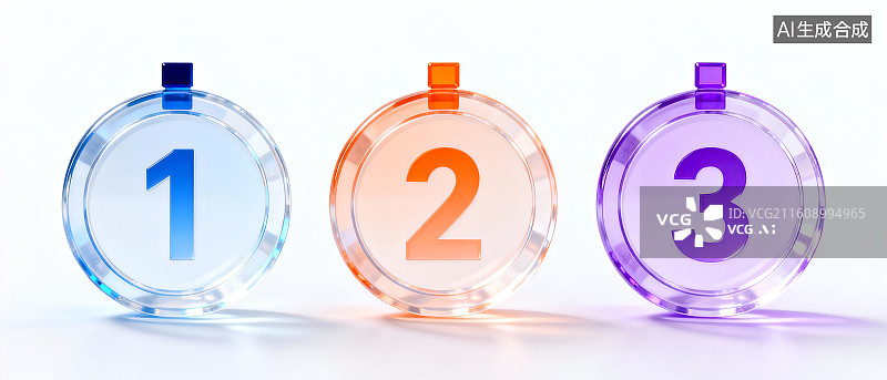 【AI数字艺术】三枚奖牌展示图图片素材