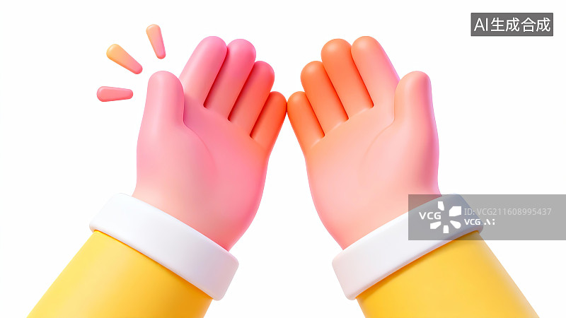 【AI数字艺术】双手拍掌的卡通形象图片素材