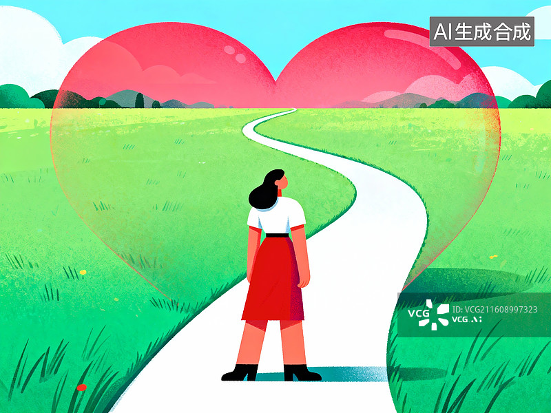 【AI数字艺术】抽象的爱情道路图片素材