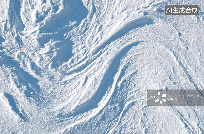 【AI数字艺术】雪地上的风蚀痕迹图片素材