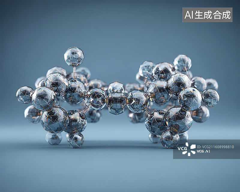 【AI数字艺术】金属分子结构模型图片素材