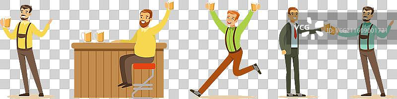 一个男人在酒吧放松，手里拿着啤酒图片素材