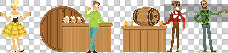 男人在酒吧放松喝啤酒图片素材