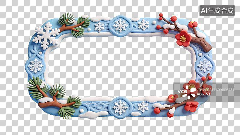 【AI数字艺术】3D卡通粘土国风立冬节气边框图片素材