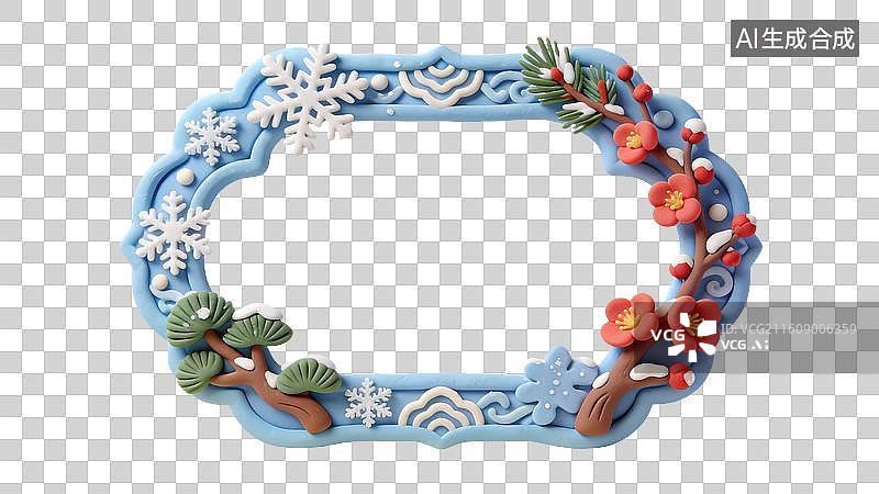 【AI数字艺术】3D卡通粘土国风立冬节气边框图片素材