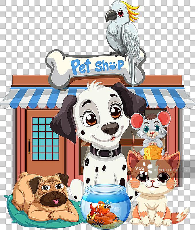 宠物店前的各种宠物图片素材