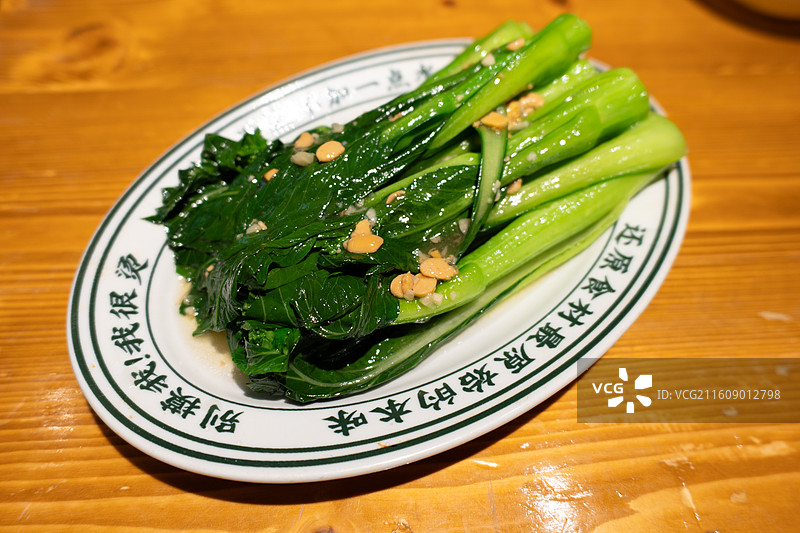 亚洲中国传统美食，顺德黄豆炒菜心图片素材