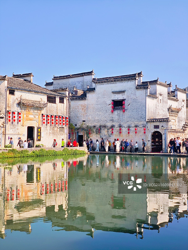 安徽省黄山市黟县宏村月沼皖南古建筑徽派马头墙图片素材