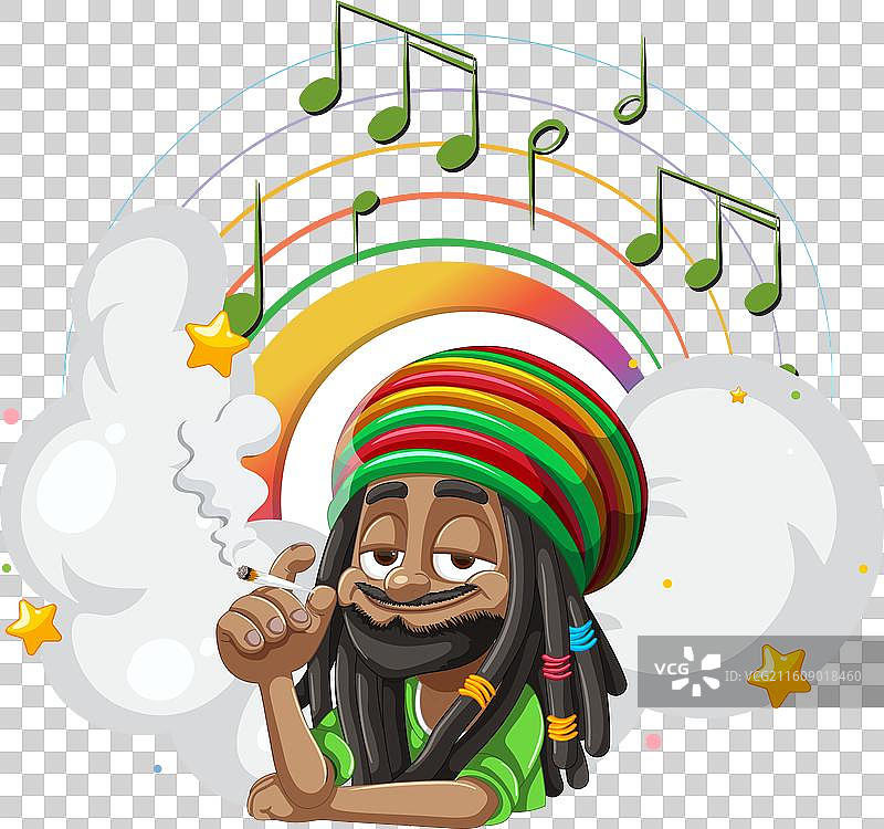 雷鬼乐人享受音乐并抽烟图片素材