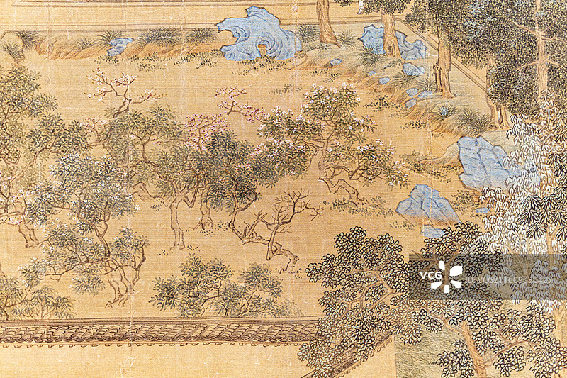 南京博物院藏明仇英绢本设色曲水流觞图卷图片素材