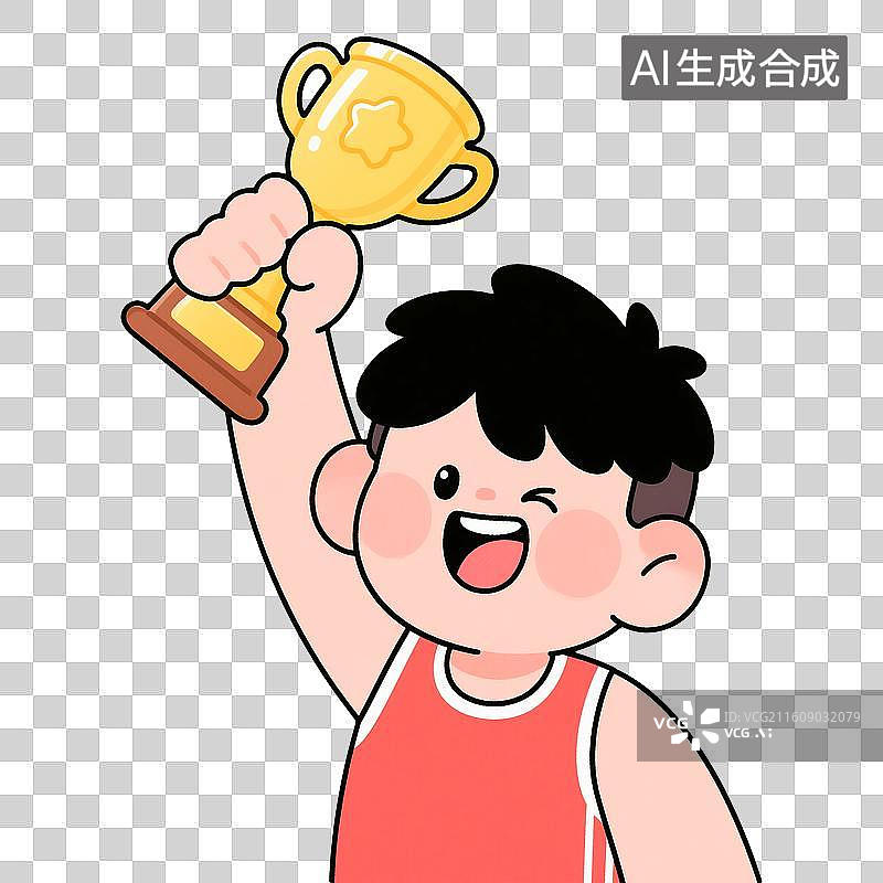 【AI数字艺术】拿着金奖杯的运动员图片素材