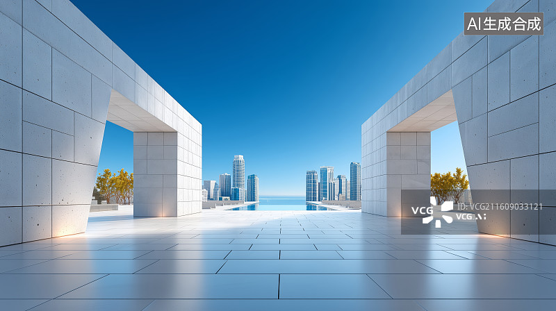 【AI数字艺术】现代建筑与城市海景图片素材