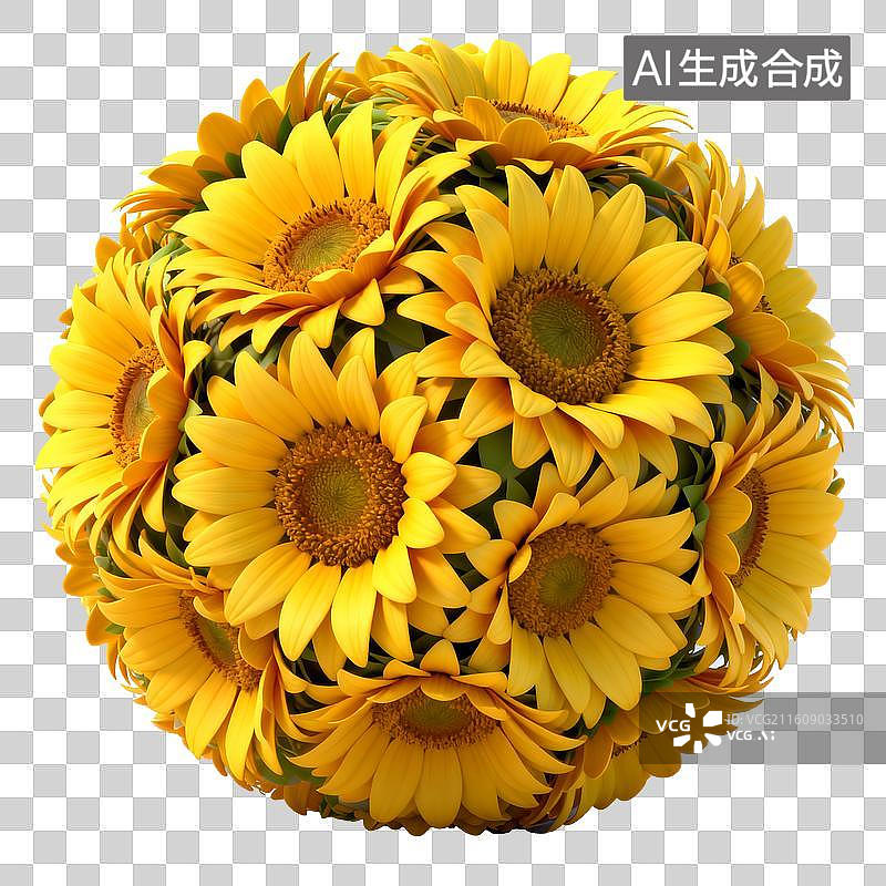 【AI数字艺术】葵花组成一个花球图片素材