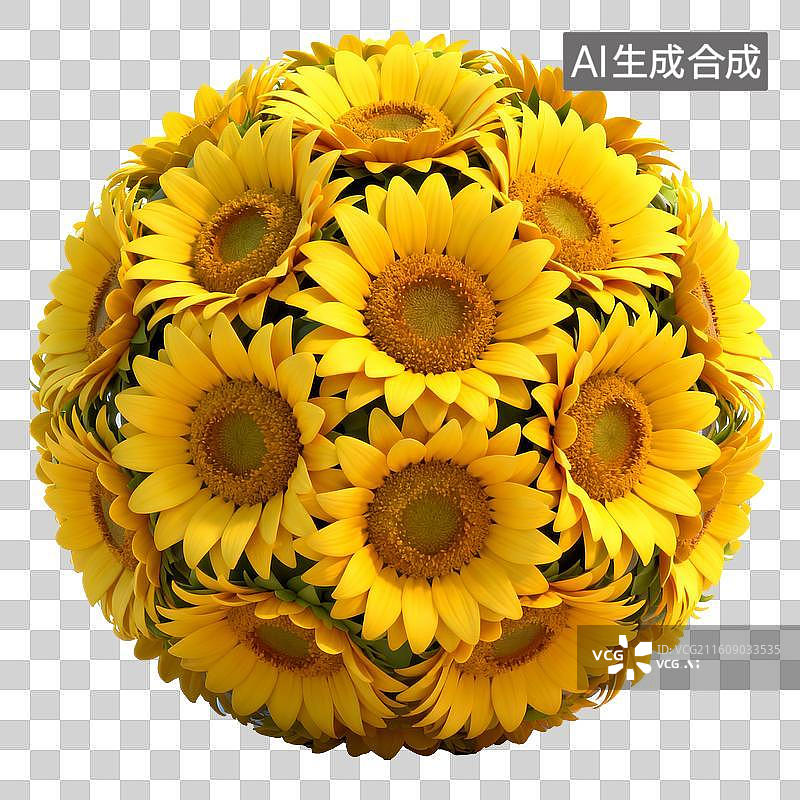 【AI数字艺术】葵花组成一个花球图片素材