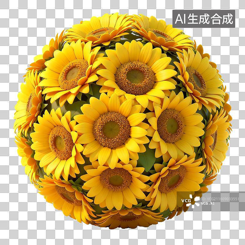 【AI数字艺术】葵花组成一个花球图片素材