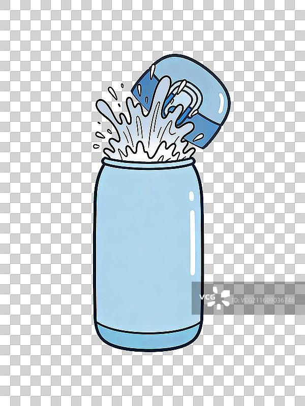 炸裂的蓝色保温杯图片素材