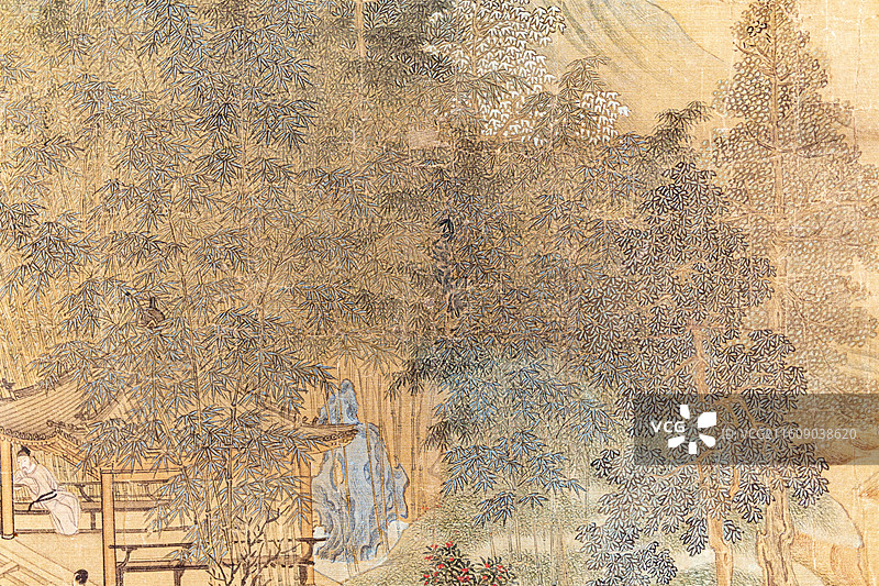 南京博物院藏明仇英绢本设色曲水流觞图卷图片素材