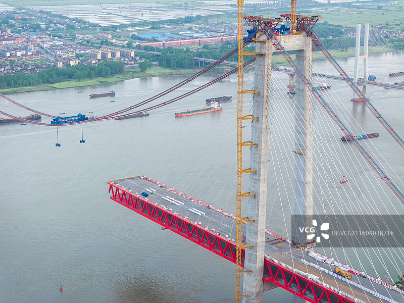 建设中的铜陵长江三桥图片素材