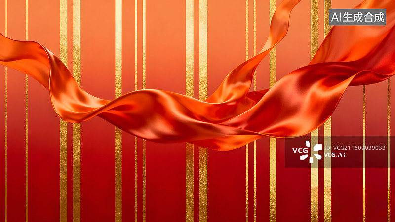 【AI数字艺术】红色渐变流动柔美丝绸绸子背景图片素材