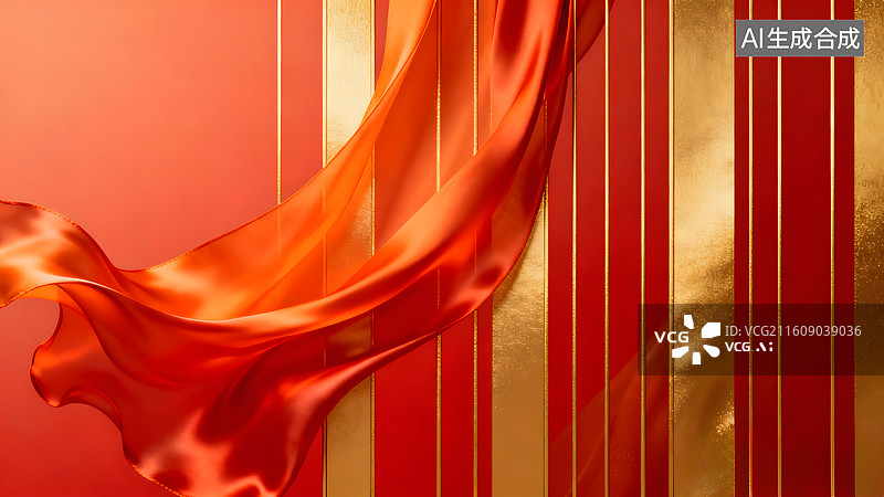【AI数字艺术】红色渐变流动柔美丝绸绸子背景图片素材