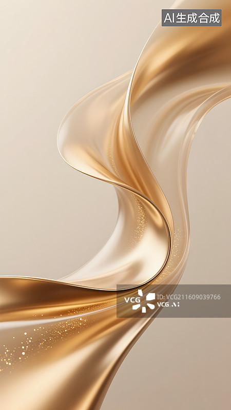 【AI数字艺术】柔和金色香槟色渐变流体丝绸绸子背景图片素材