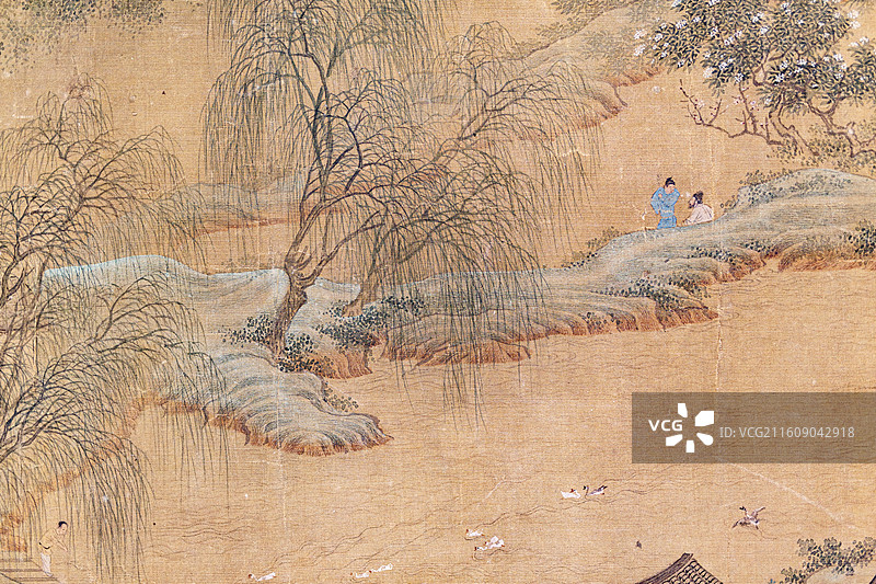 南京博物院藏明仇英绢本设色曲水流觞图卷图片素材