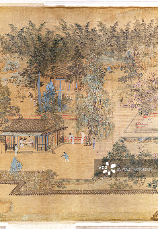 南京博物院藏明仇英绢本设色曲水流觞图卷图片素材