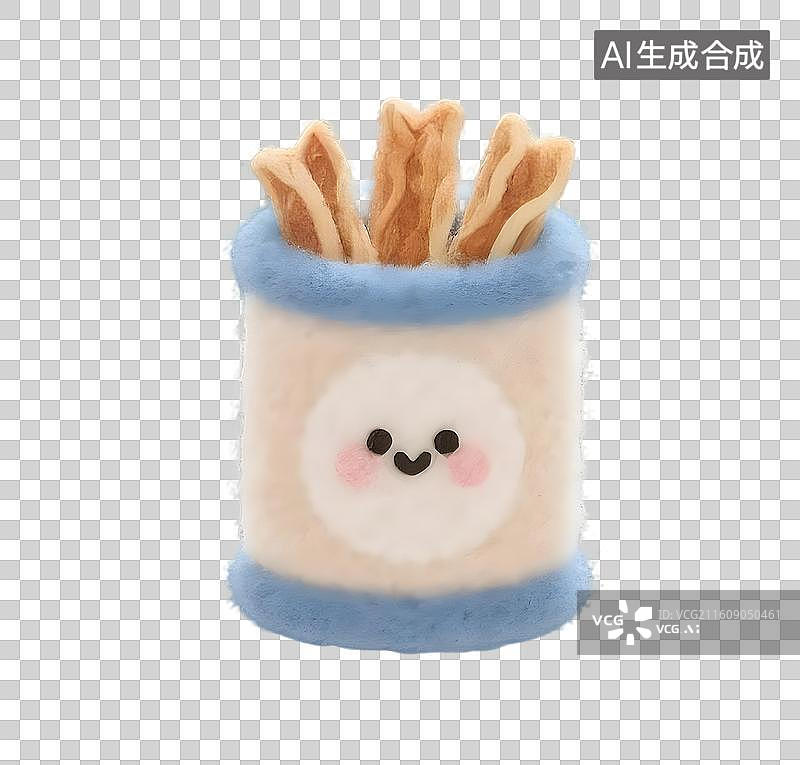 【AI数字艺术】3D羊毛毡风格宠物食品，宠物粮食，元素，免抠图图片素材