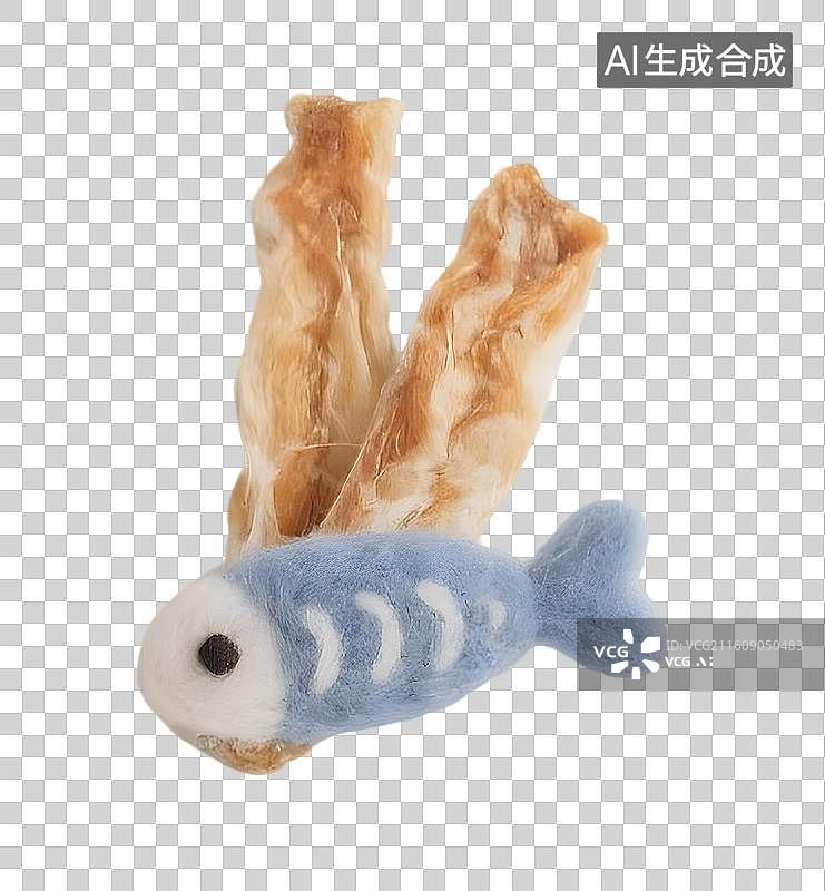 【AI数字艺术】3D羊毛毡风格宠物食品，宠物粮食，元素，免抠图图片素材