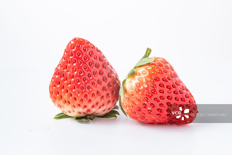 白底新鲜红颜草莓图片素材