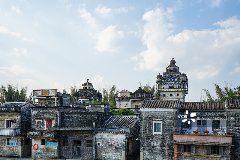 广东开平，锦江里村和瑞石楼图片素材