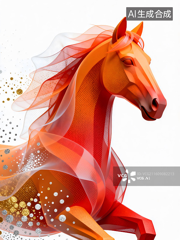 【AI数字艺术】马，生肖，马年，半调图案，杂色，丝网印刷质感图片素材