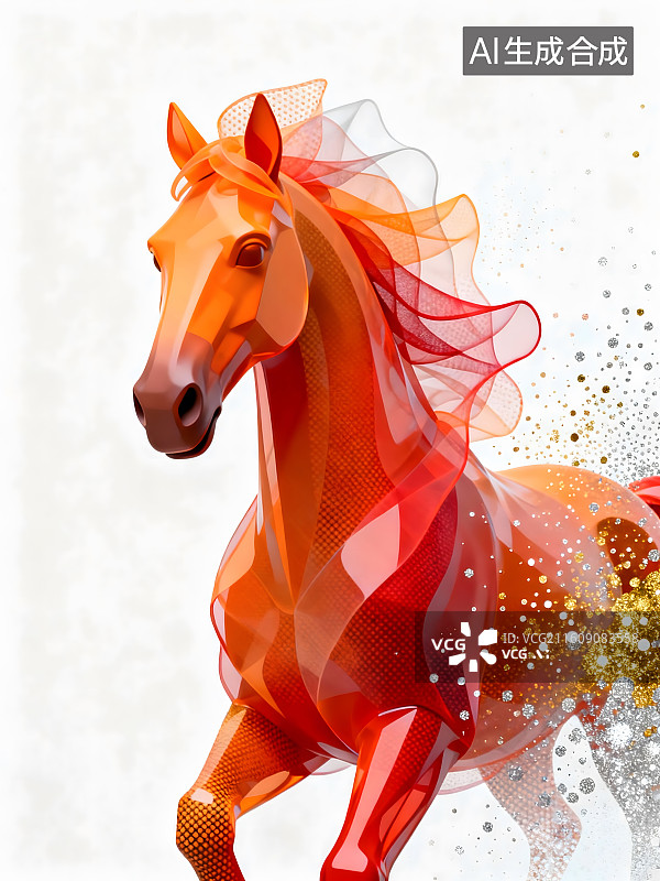 【AI数字艺术】马，生肖，马年，半调图案，杂色，丝网印刷质感图片素材