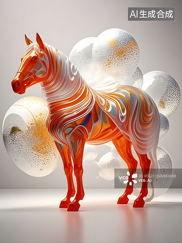 【AI数字艺术】马，生肖，马年，半调图案，杂色，丝网印刷质感图片素材