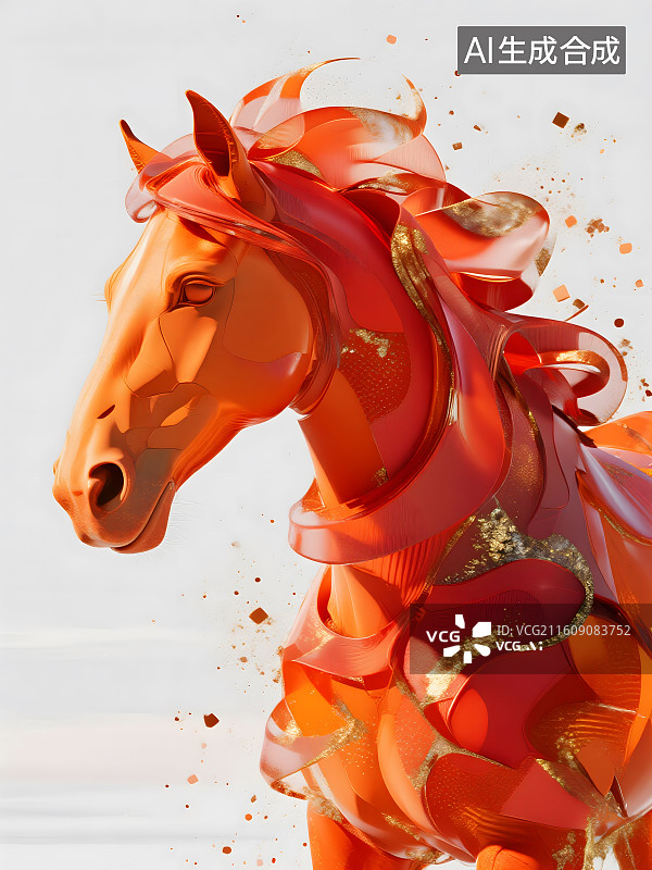 【AI数字艺术】马，生肖，马年，半调图案，杂色，丝网印刷质感图片素材