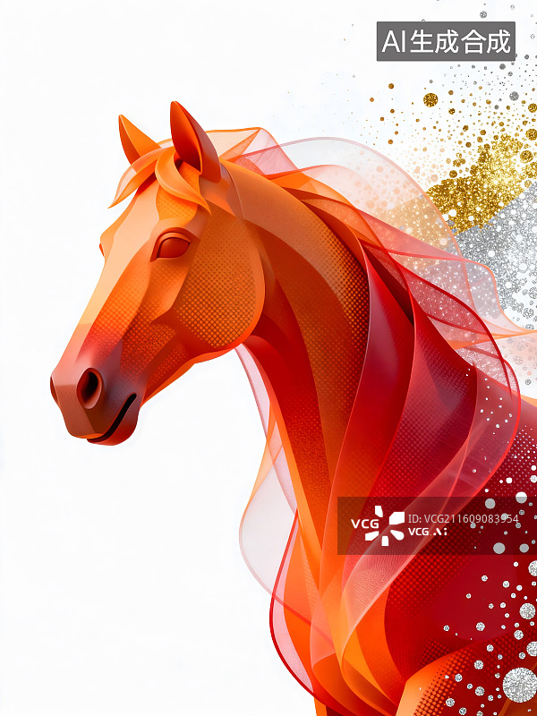【AI数字艺术】马，生肖，马年，半调图案，杂色，丝网印刷质感图片素材