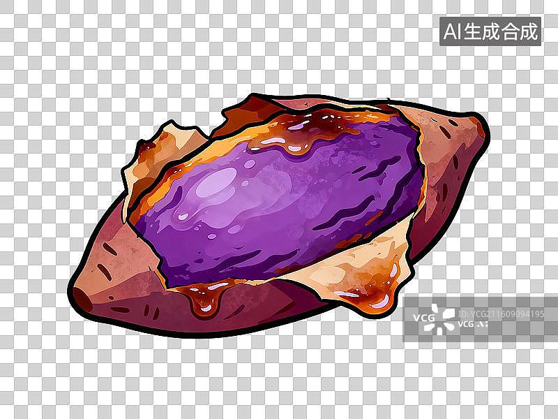 【AI数字艺术】手绘插画，红薯，烤红薯，烤地瓜，紫薯，免抠元素图片素材