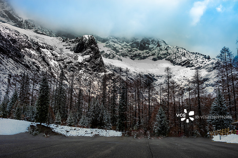 双桥沟冬日风景图片素材