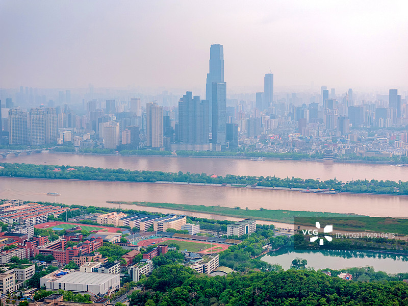 中国湖南长沙湘江航拍风光图片素材