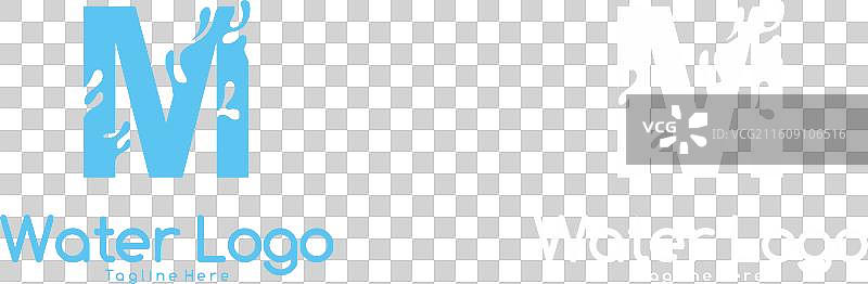 字母 M Logo 水花波浪 Logo 设计图片素材