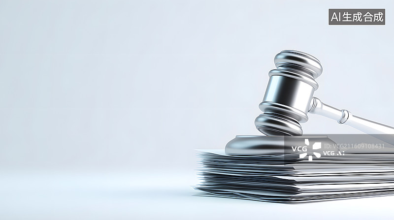 【AI数字艺术】法律文书与法槌组合图片素材