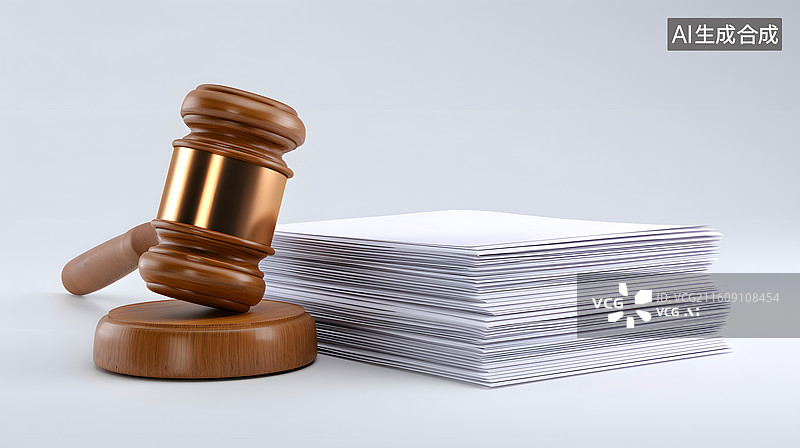 【AI数字艺术】法律文书与法槌组合图片素材